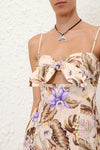 Coco Tie Front Midi Dress in Cream Multi Floral