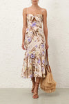 Coco Tie Front Midi Dress in Cream Multi Floral