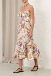 Coco Tie Front Midi Dress in Cream Multi Floral