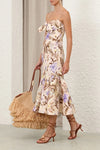 Coco Tie Front Midi Dress in Cream Multi Floral