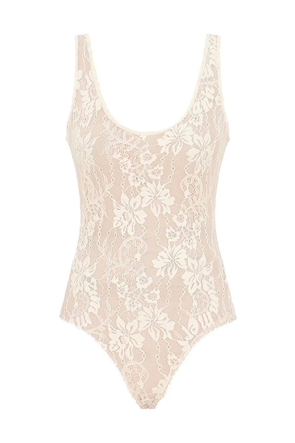 Lace Scoop Bodysuit in Cream