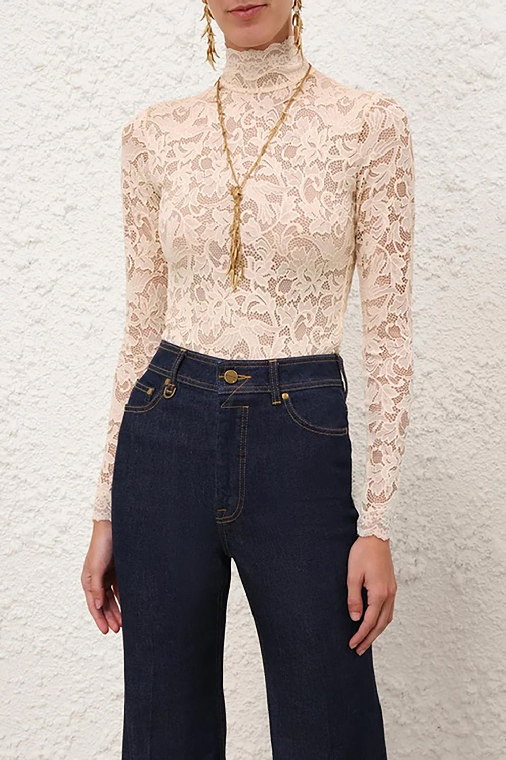 High Neck Bodysuit in Cream