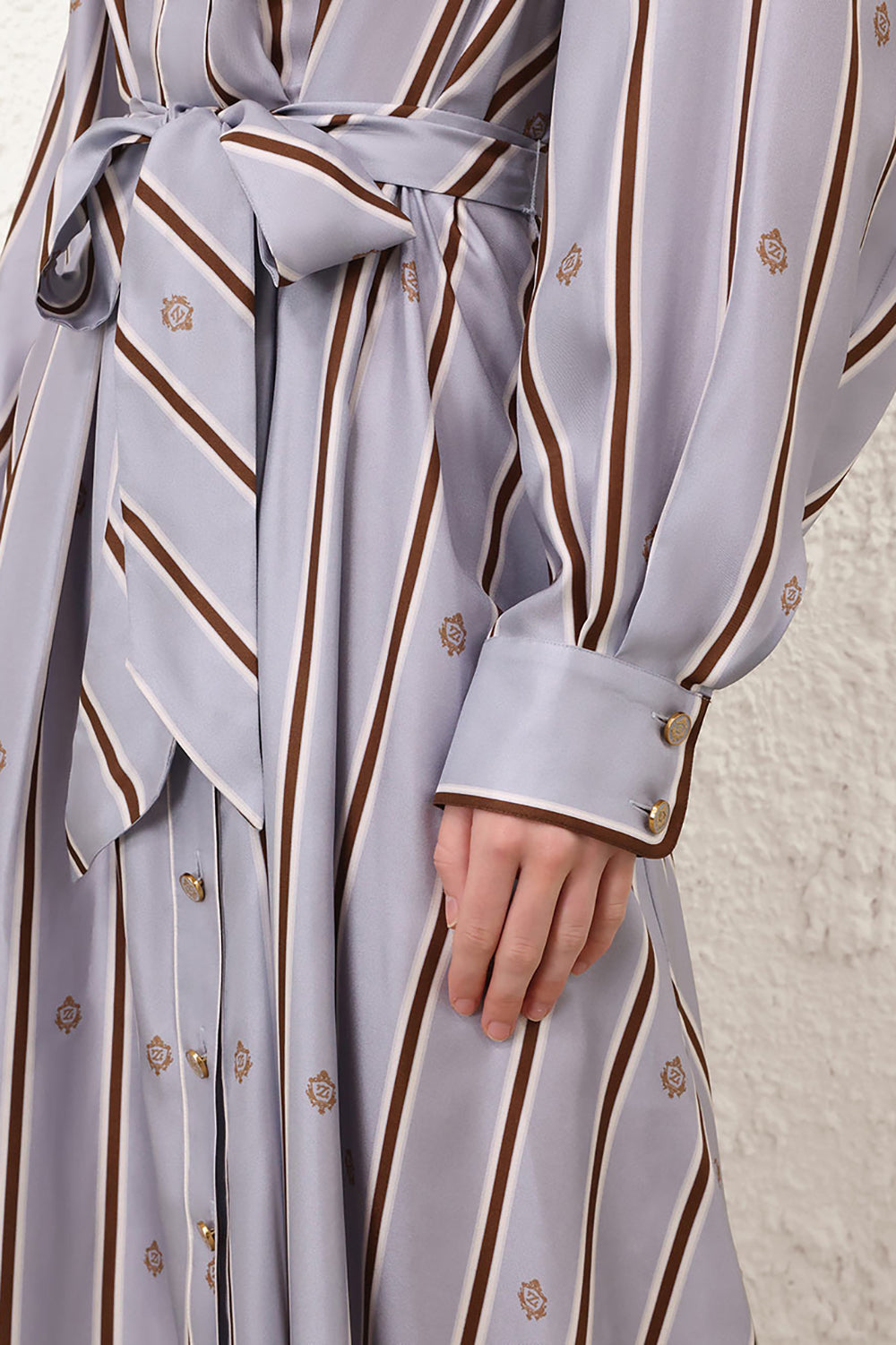 Emblem Tuck Midi Dress in Blue Emblem