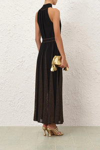 Valiant Metallic Halter Dress in Black/Gold