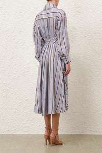 Emblem Tuck Midi Dress in Blue Emblem