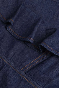 Aster Denim Frill Midi Dress in Ink
