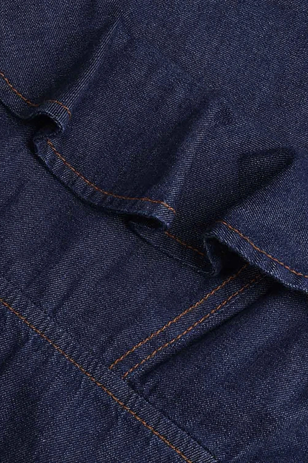 Aster Denim Frill Midi Dress in Ink