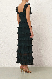 Valiant Frill Cami in Metallic Bottle Green