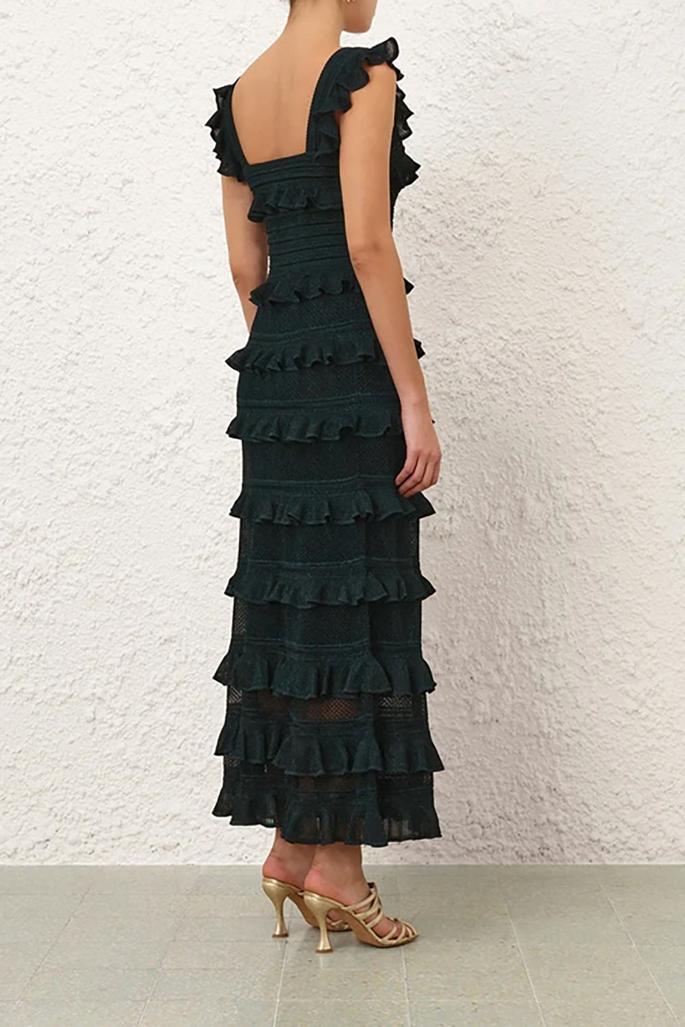 Valiant Frill Cami in Metallic Bottle Green