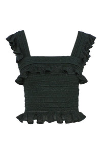 Valiant Frill Cami in Metallic Bottle Green