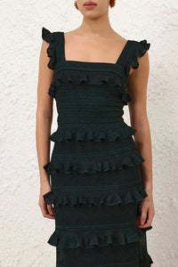Valiant Frill Cami in Metallic Bottle Green