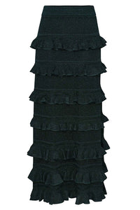 Valiant Lace Frill Skirt in Metallic Bottle Green