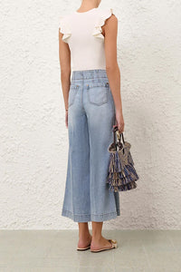 Indra Cropped Flare Jean in Skylark