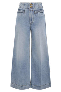 Indra Cropped Flare Jean in Skylark