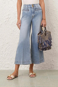 Indra Cropped Flare Jean in Skylark