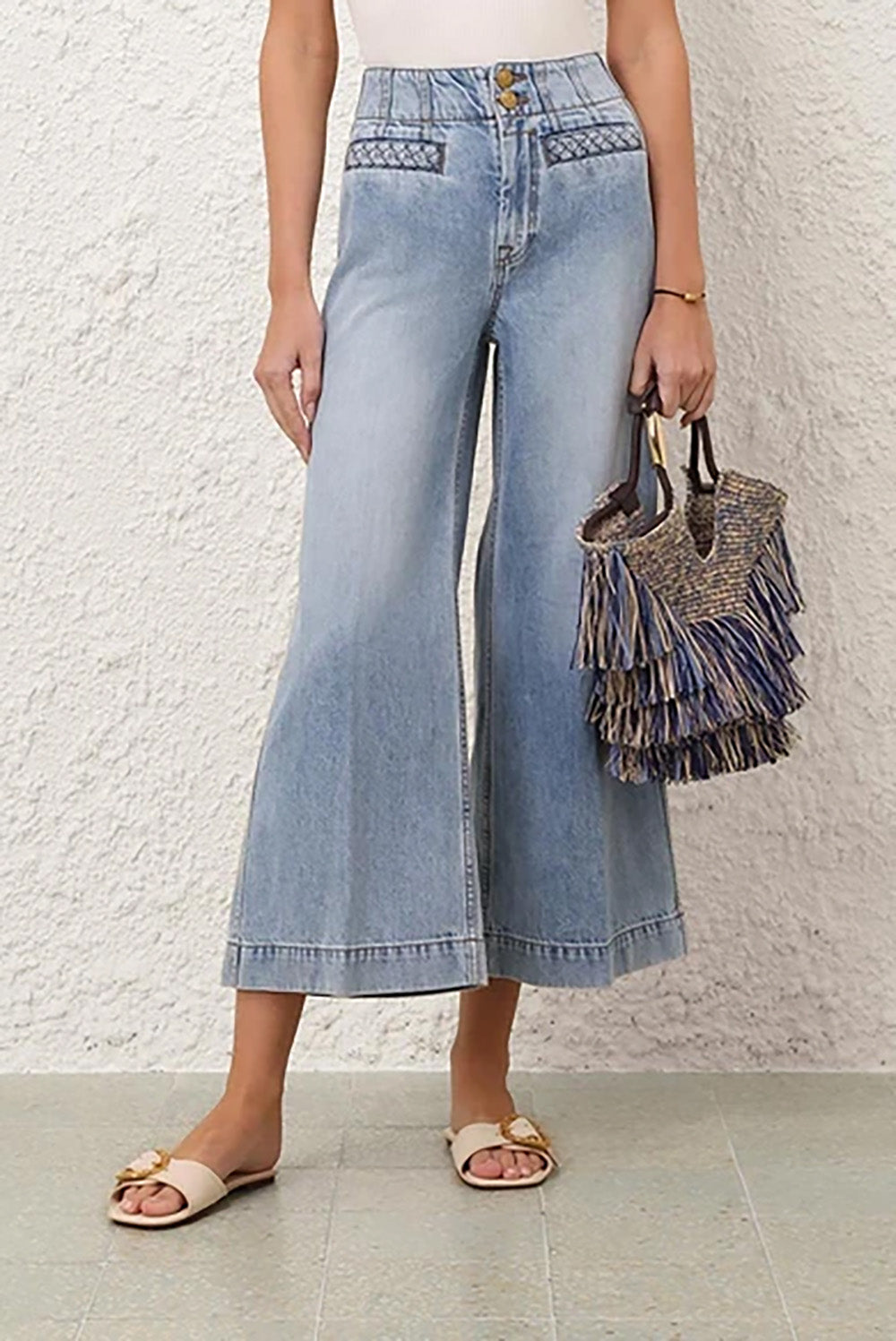 Indra Cropped Flare Jean in Skylark