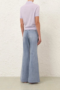 Luna Printed Silk Polo in Lilac Print