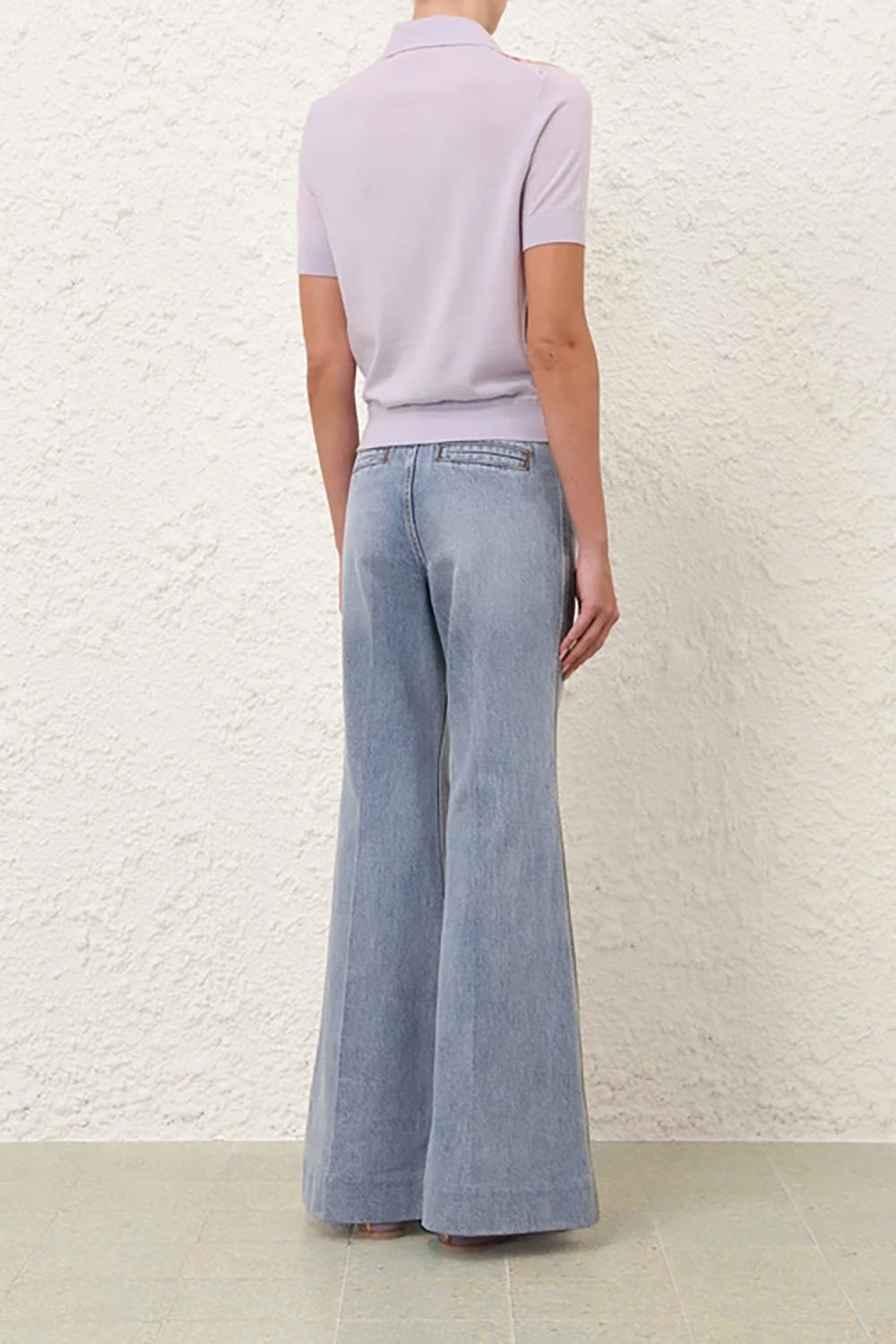 Luna Printed Silk Polo in Lilac Print