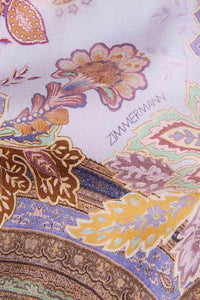 Luna Printed Silk Polo in Lilac Print