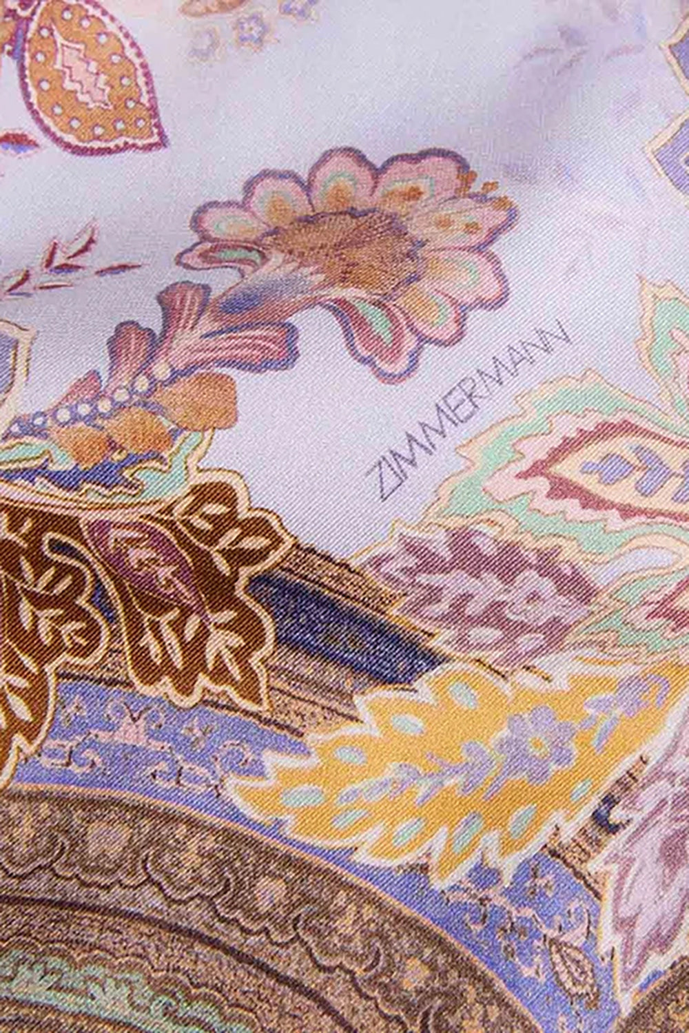 Luna Printed Silk Polo in Lilac Print