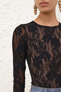 Lace Bodysuit in Black