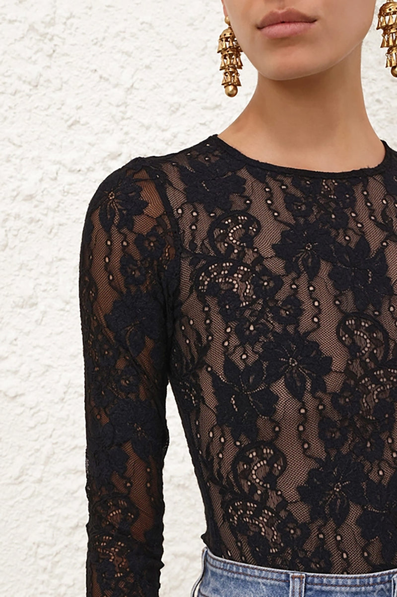Lace Bodysuit in Black