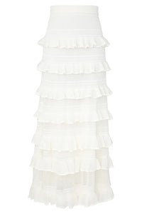 Luna Lace Frill Skirt in Ivory