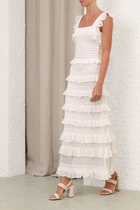 Luna Lace Frill Skirt in Ivory