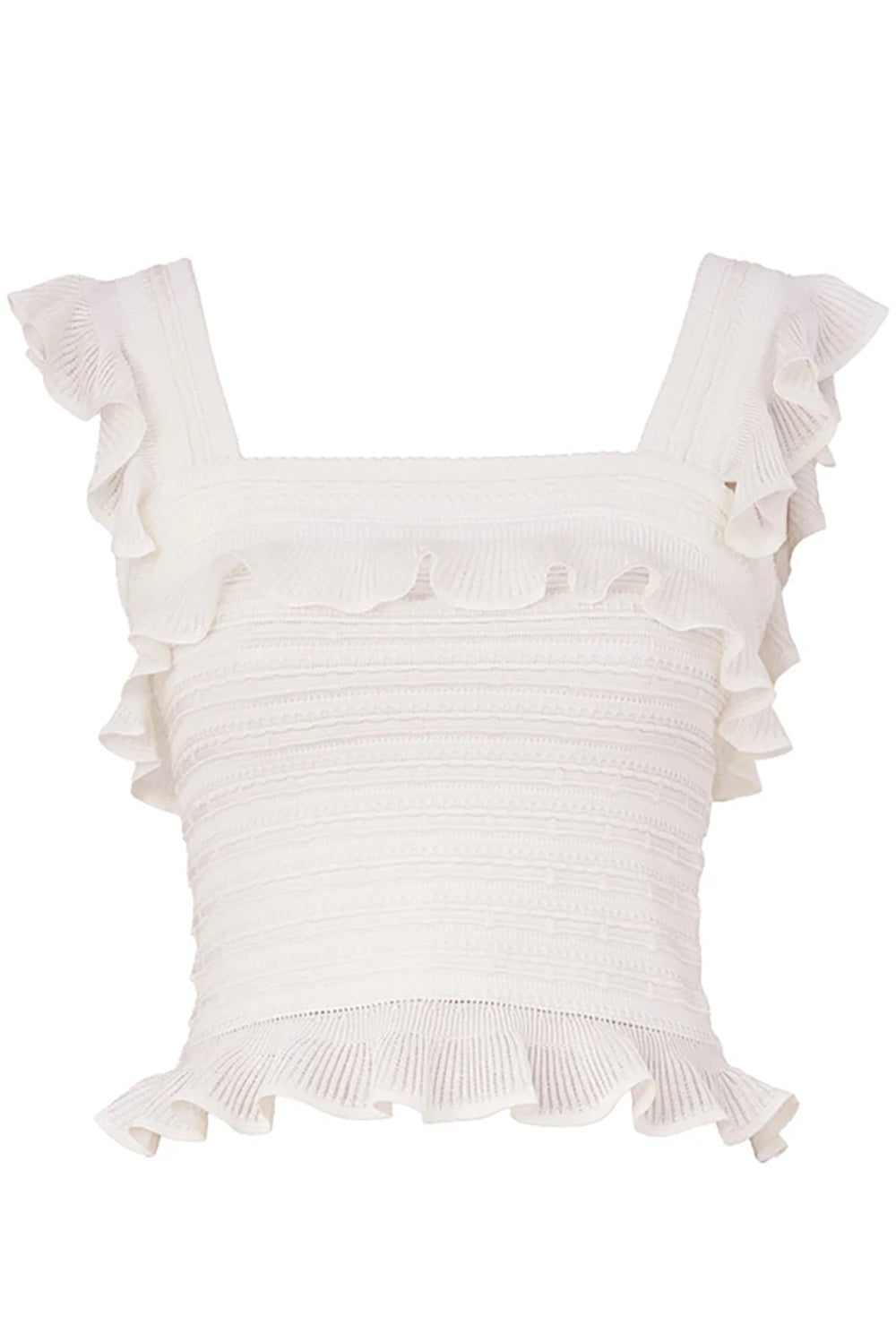 Luna Lace Frill Camisole in Ivory