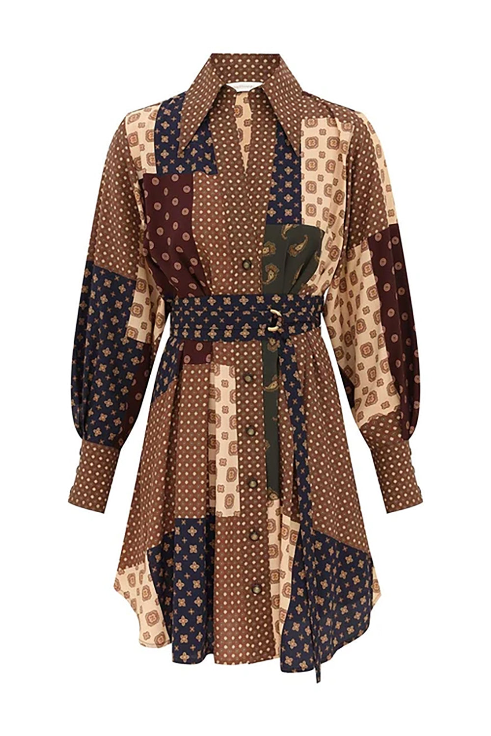 Tuck Mini Dress in Geo Patch Print