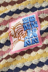 Awaken Scallop Knit Midi Skirt in Multi Stripe