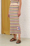 Awaken Scallop Knit Midi Skirt in Multi Stripe