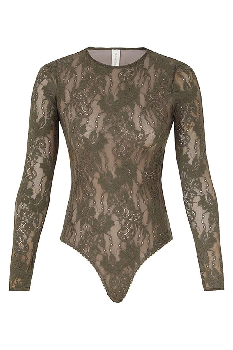Lace Bodysuit in Olive