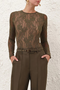 Lace Bodysuit in Olive