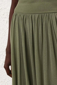 Illuminate Gathered Skirt in Olive