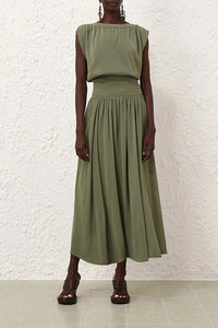 Illuminate Gathered Skirt in Olive