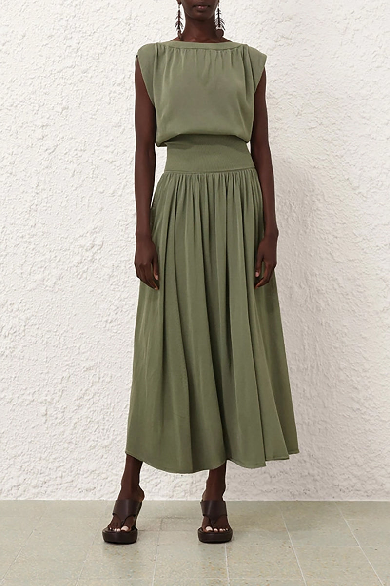 Illuminate Gathered Skirt in Olive