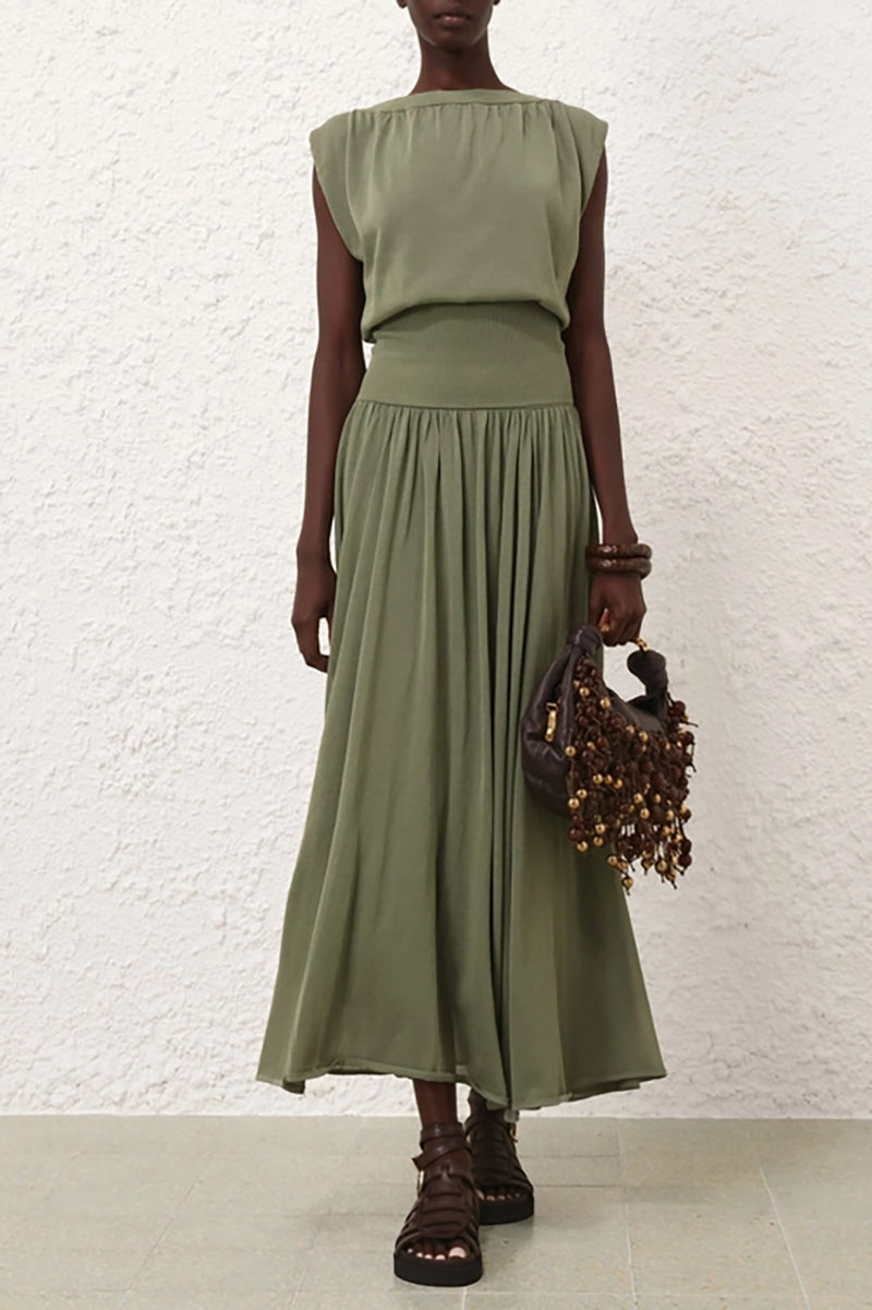 Illuminate Gathered Skirt in Olive