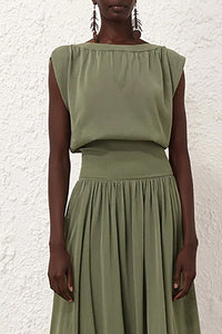 Illuminate Gathered Top in Olive