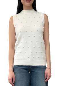 Crush Beaded Tank in Ivory Pearl