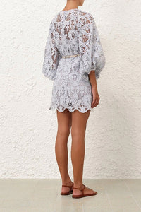 Coco Lace Tunic Mini Dress in Powder Blue