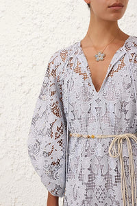 Coco Lace Tunic Mini Dress in Powder Blue