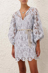 Coco Lace Tunic Mini Dress in Powder Blue