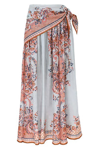 Aster Scarf Midi Skirt in Blue Paisley Floral
