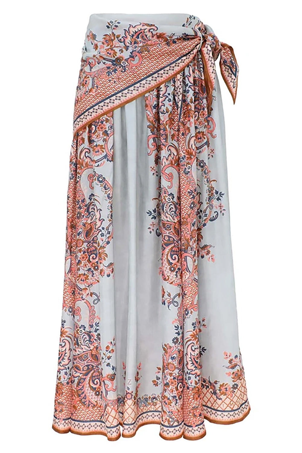 Aster Scarf Midi Skirt in Blue Paisley Floral