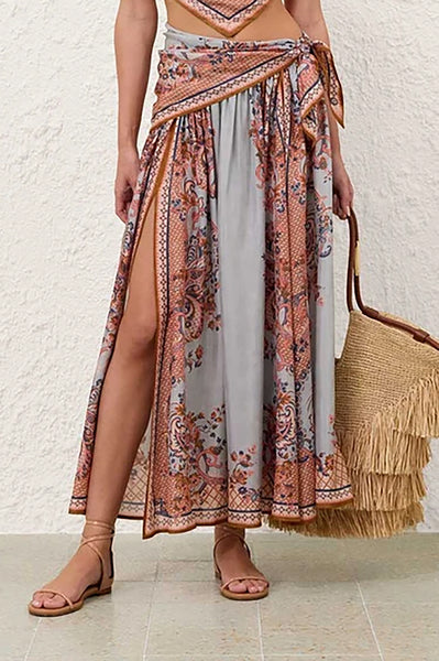 Aster Scarf Midi Skirt in Blue Paisley Floral – Krista K Boutique