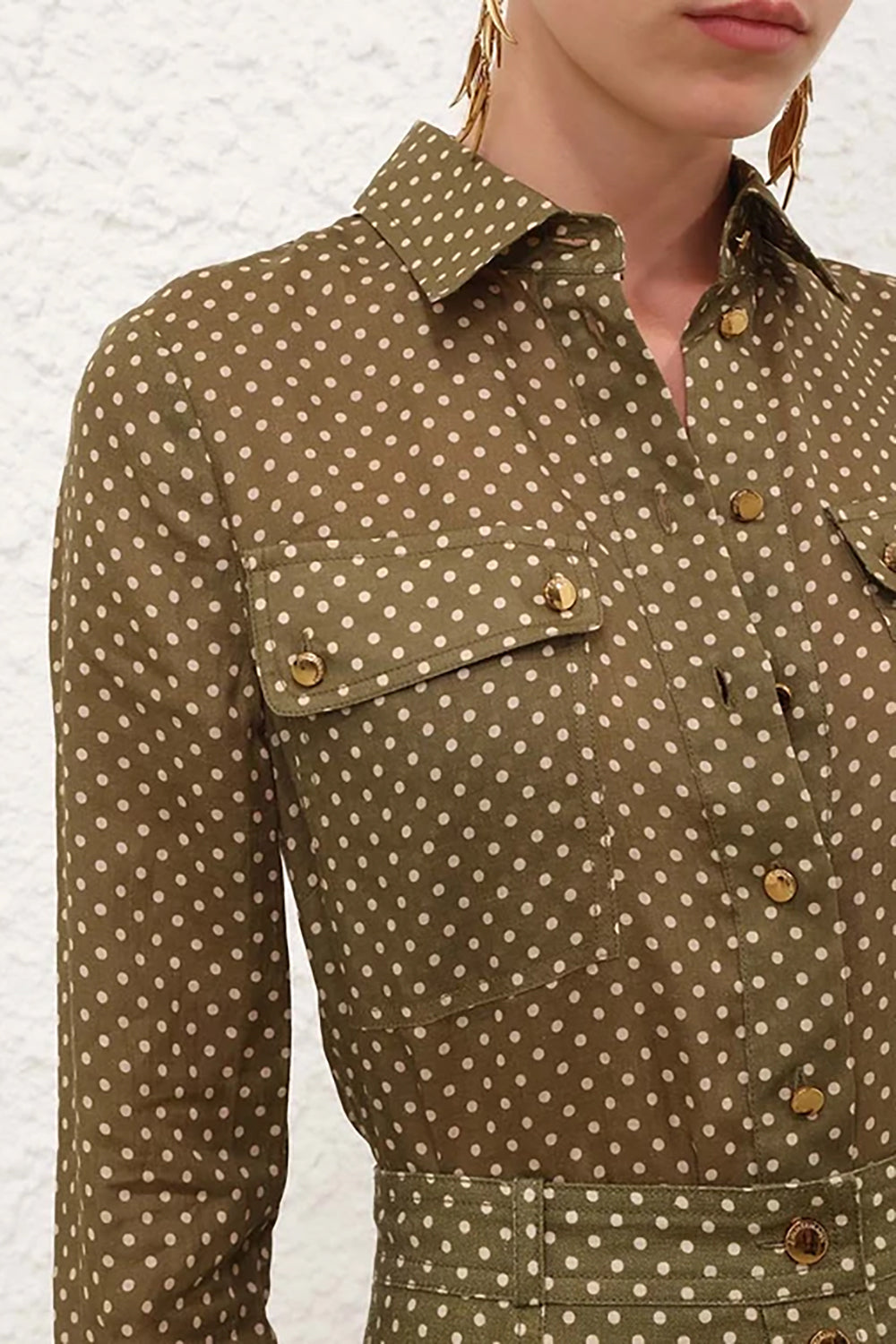 Luna Cargo Shirt in Olive Dot