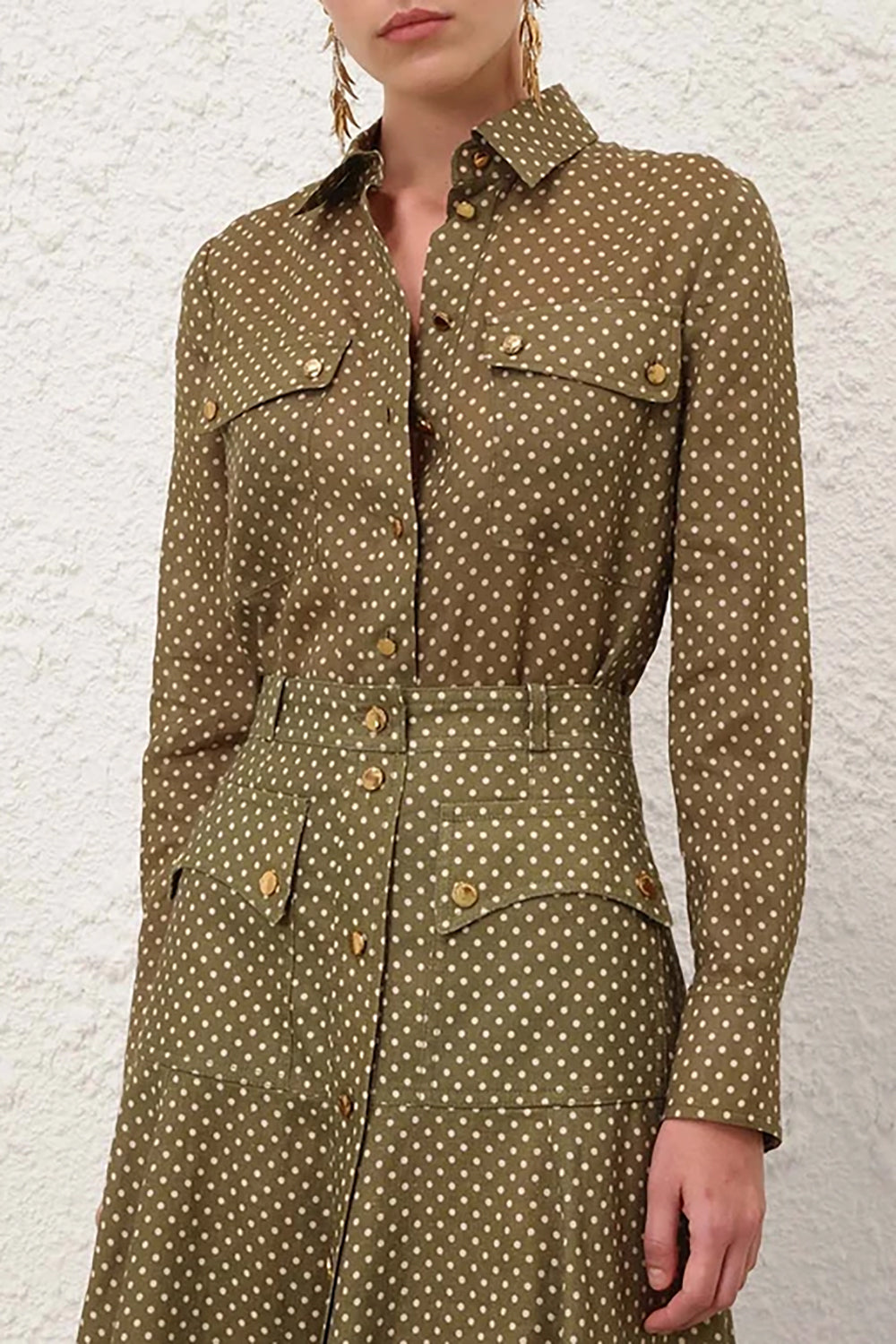 Luna Cargo Shirt in Olive Dot