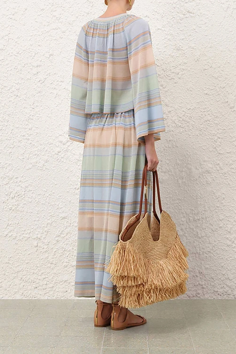 Indra Stripe Circle Skirt in Blue Multi