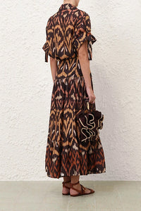 Aster Midi Skirt in Charcoal Ikat